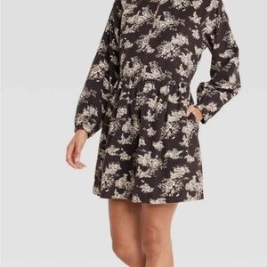 Corduroy Long Sleeves Cottagecore‎ Floral Mini Dress Size S